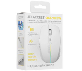 Мышь беспроводная JETACCESS OM-98 BW, BT+2.4G, белый