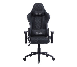 Кресло игровое Cactus CS-CHR-030BLS черный/серебристый, эко.кожа, с подголов., крестов. сталь