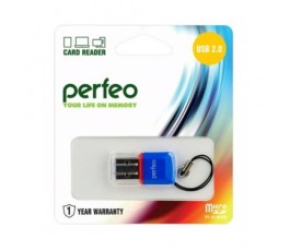 Картридер внешний microSD Perfeo PF-VI-R008 USB 2.0 Blue