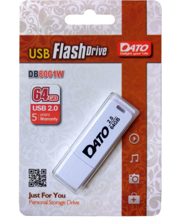 Флеш накопитель 64Gb USB 2.0 Dato DB8001W белый