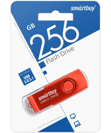 Флеш накопитель 256Gb USB 3.0 SmartBuy Twist Red (SB256GB3TWR)