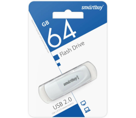 Флеш накопитель 64Gb USB 2.0 SmartBuy Scout White (SB064GB2SCW)