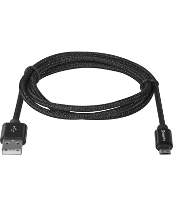 Кабель microUSB Defender USB08-03T PRO черный, 1м, 2.1A