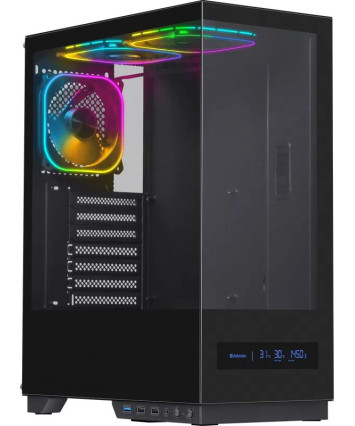 Корпус ATX без БП Defender HyperHub Pro, дисплей, черный (с кулерами)