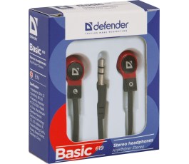 Наушники Defender Basic-619 черный + красный