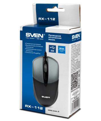 Мышь проводная SVEN RX-112 черная, USB
