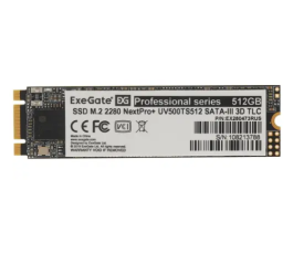 Накопитель SSD M.2 SATA 512Gb ExeGate EX280473RUS UV500MNextPro+ 2280  3D TLC (SATA-III)