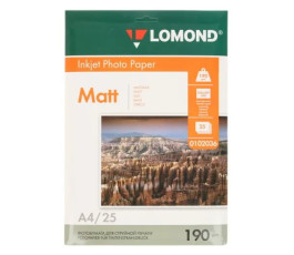 Фотобумага Lomond А4 Матовая (0102036) 190g/m 25л 210х297мм