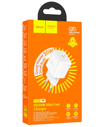 СЗУ HOCO N32 Glory White, Type-C, 30W, белый