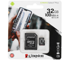 Карта памяти MicroSDHC UHS-I Card 32Gb Kingston Canvas Select Plus Class 10 (SDCS2/32) (с адаптером)