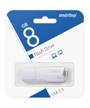 Флеш накопитель 8Gb USB 2.0 SmartBuy CLUE White (SB8GBCLU-W)