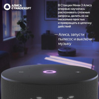 Умная колонка Яндекс Станция Мини 3 черная (c часами) (YNDX-00027BLK)