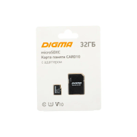 Карта памяти MicroSDHC UHS-I Card 32Gb Digma CARD10 (DGFCA032A01) (c адаптером)