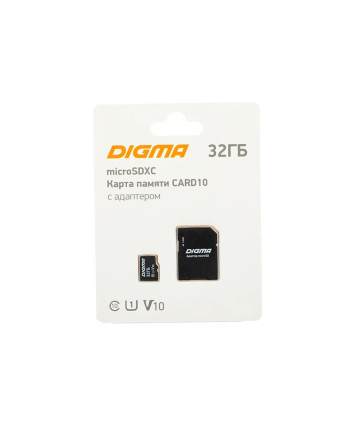 Карта памяти microSDXC 32Gb Digma CARD10 + SD адаптер (DGFCA032A01)