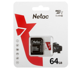 Карта памяти MicroSDXC 64GB Netac P500 ECO U1/C10 + SD адаптер (NT02P500ECO-064G-R)
