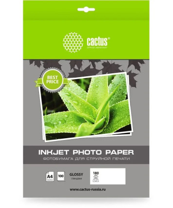Фотобумага Cactus А4 Глянцевая 180г/м2 100л (CS-GA4180100)