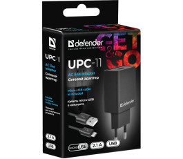 Универсальное СЗУ DEFENDER UPC-11 (1xUSB, 2.1А) ,кабель micro-USB