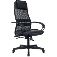 Кресло эргономичное Бюрократ CH-NOVA LUX сетка/ткань/экокожа, крестовина пластик, черный