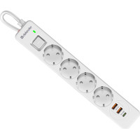 Сетевой фильтр Defender DFS 143 3.0m, USB+Type-C, белый