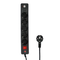 Сетевой фильтр Гарнизон ECL-5-U2-B-1.8, 1.8м, 5 розеток, черный
