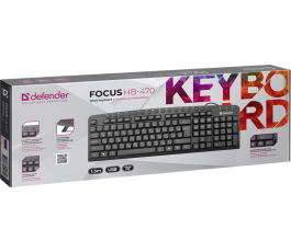Клавиатура Defender Focus HB-470 RU,черный,мультимедиа