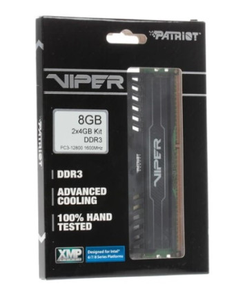 Комплект модулей памяти DDR3 2x4Gb PC12800 1600MHz Patriot Viper 3 (PV38G160C9K)