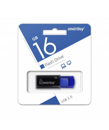 Флеш накопитель 16Gb USB 2.0 SmartBuy Click Black-Blue (SB16GBCL-B)