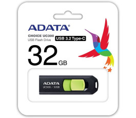 Флеш накопитель 32Gb USB 3.2 AData UC300 ACHO-UC300-32G-RBK/GN черный/зеленый