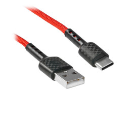 Кабель USB - Type-C Defender F181, 1м, 2.4A, нейлон, красный