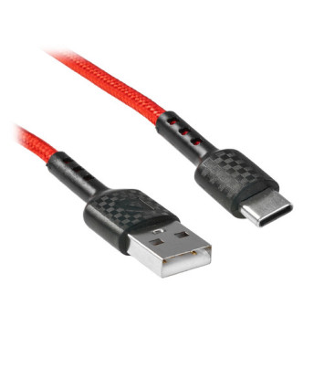 Кабель USB - Type-C Defender F181, 1м, 2.4A, нейлон, красный