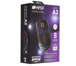 Мышь игровая HIPER Aero A-2 чёрная RGB, USB
