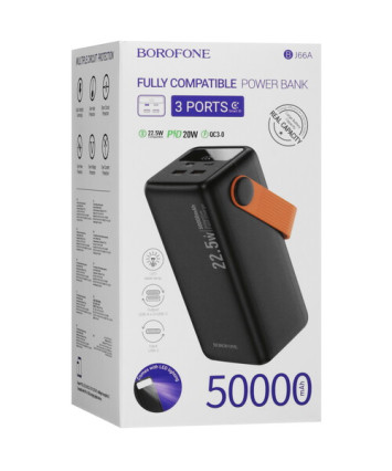 Портативный аккумулятор Borofone BJ66A Magnifico Li-ion, 50000mAh, 3A, черный