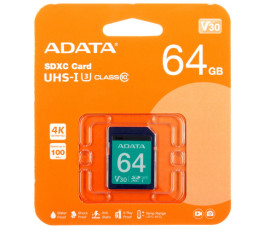 Карта памяти MicroSDXCUHS-I U3 V30S 64Gb A-DATA (без адаптера)