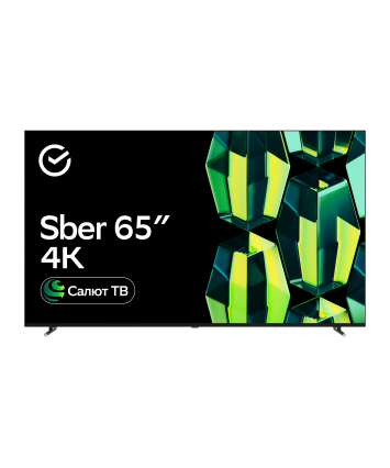 Телевизор 65" Sber SDX 65U4121, 4K Ultra HD, 60 Гц, Wi-Fi, Smart TV, Салют ТВ, черный