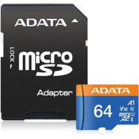 Карта памяти MicroSDXC 64Gb ADATA AUSDX64GUICL10A1-RA1 Premier (с адаптером)