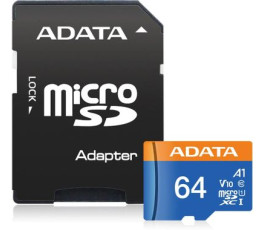 Карта памяти MicroSDXC 64Gb ADATA AUSDX64GUICL10A1-RA1 Premier (с адаптером)