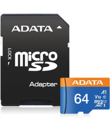 Карта памяти MicroSDXC 64Gb ADATA AUSDX64GUICL10A1-RA1 Premier (с адаптером)