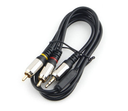 Кабель Audio 3.5мм/2*RCA Male-Male 1м Cablexpert CCAB-02-35M2RM-1MB PRO-серия, черный