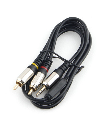 Кабель Audio 3.5мм/2*RCA Male-Male 1м Cablexpert CCAB-02-35M2RM-1MB PRO-серия, черный