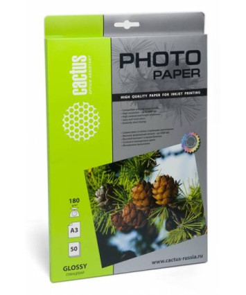 Фотобумага Cactus A3 Глянцевая 180г/м 50л. (CS-GA318050) Фотобумага Cactus A3 Глянцевая 180г/м 50л. (CS-GA318050)