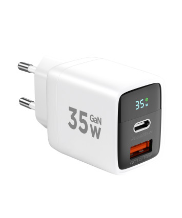 Универсальное СЗУ с дисплеем Cablexpert MP3A-PC-52 (35Вт, 1 USB, 1 Type-C, 3А), QC4.0/PD3.0, белый