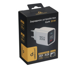 Универсальное СЗУ с дисплеем Cablexpert MP3A-PC-52 (35Вт, 1 USB, 1 Type-C, 3А), QC4.0/PD3.0, белый