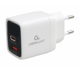 Универсальное СЗУ с дисплеем Cablexpert MP3A-PC-52 (35Вт, 1 USB, 1 Type-C, 3А), QC4.0/PD3.0, белый