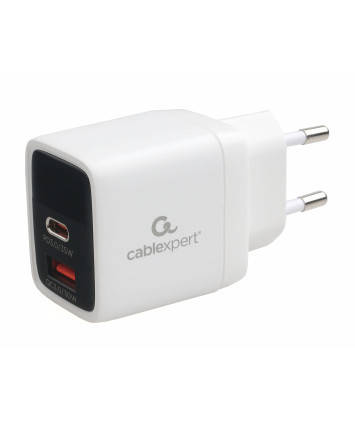 Универсальное СЗУ с дисплеем Cablexpert MP3A-PC-52 (35Вт, 1 USB, 1 Type-C, 3А), QC4.0/PD3.0, белый
