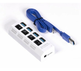 USB-концентратор Smartbuy SBHA-7304-W (4 порта USB 3.0, с выключателями портов), белый