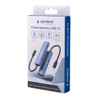 USB-концентратор Gembird UHB-U3P7-02 (7 портов USB 3.1) с доп. питанием (Type-C), кабель Type-C