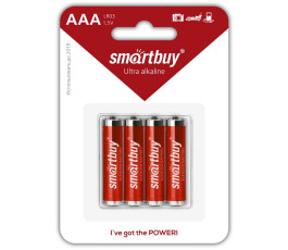 Батарейка Smartbuy алкалиновая LR03/4B AAA (SBBA-3A04B) , 4шт