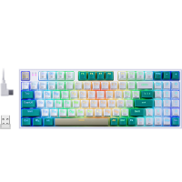 Клавиатура беспроводная механическая Redragon Veigar RU, RGB, BT+2.4G, бело-голубой