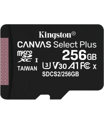 Карта памяти MicroSDXC UHS Class 3 Card 256GB Kingston Canvas Select Plus Class10 (SDCS2/256GBSP)