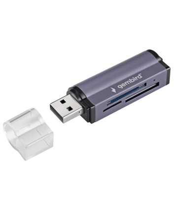 Картридер внешний Gembird FD2-MSD-5 (SD, TF (MicroSD), MS, M2), USB 2.0, алюминий